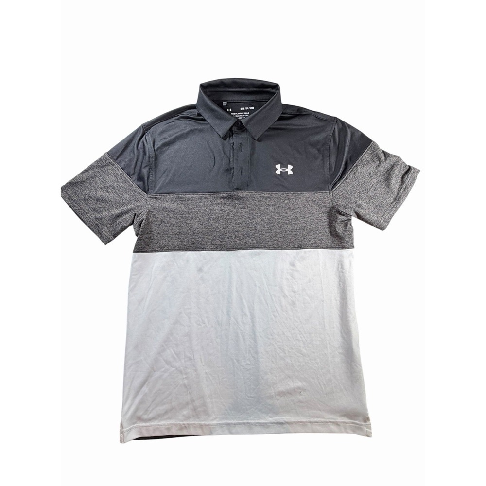 Under Armour Mens Polo, The‎ Playoff Polo Logo, Grey Black White Mens Large